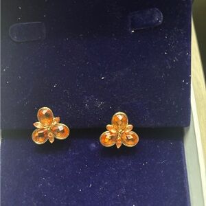 Vintage Napier Orange Gemstone Earrings (Clip Ons)